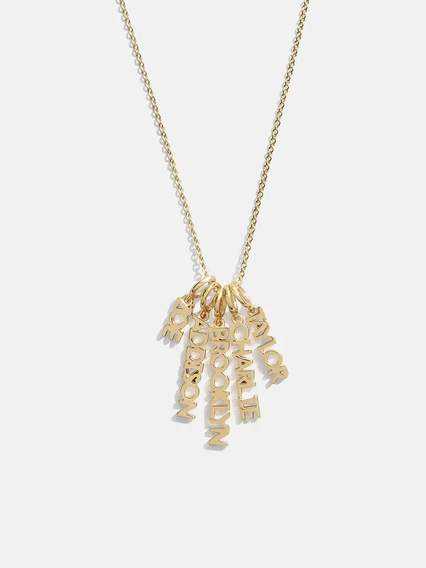Mini Gold Block Cluster Custom Nameplate Necklace – 5 Names