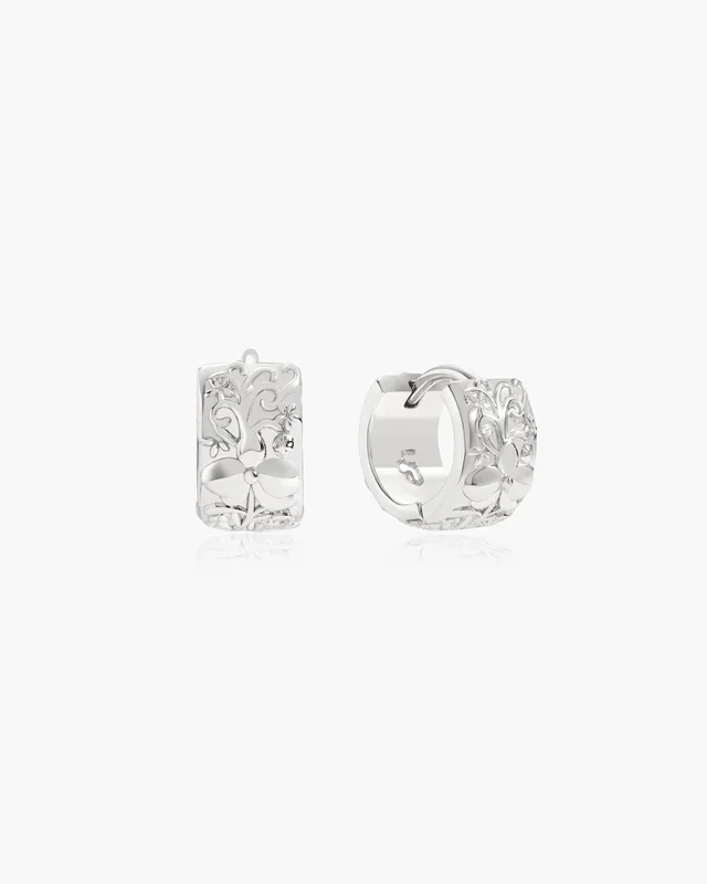 Mini Serenade of Orchid Hoops in Silver