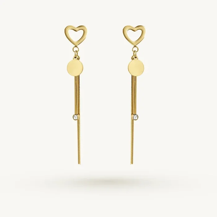 Minimal Heart Charm Drop Earring