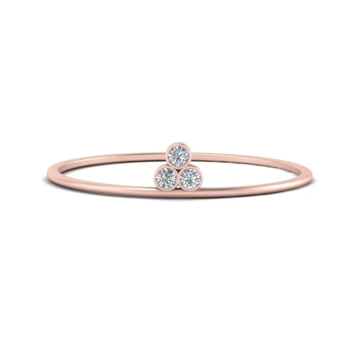 Minimalist Bezel 3 Stone Stacking Ring