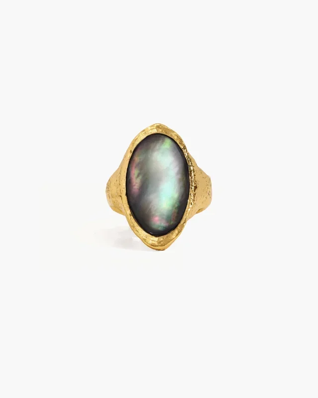 Mitternacht-Oval-Muschel-Ring