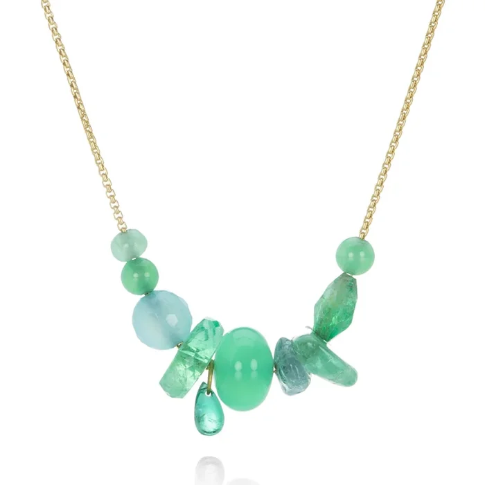 Mixed Green Collage Necklace
