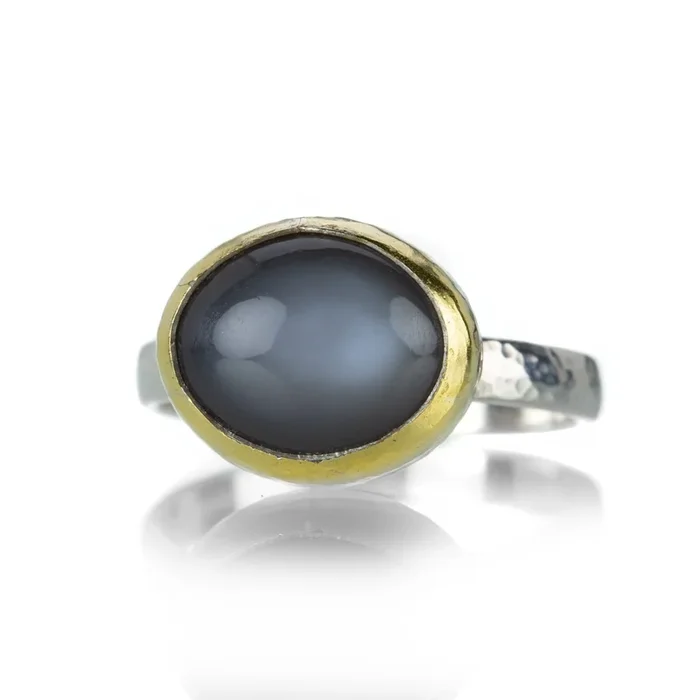 Mixed Metal Cabochon Moonstone Ring