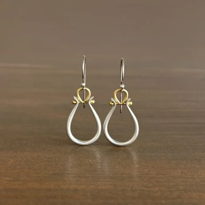 Mixed Metal Lyre Earrings