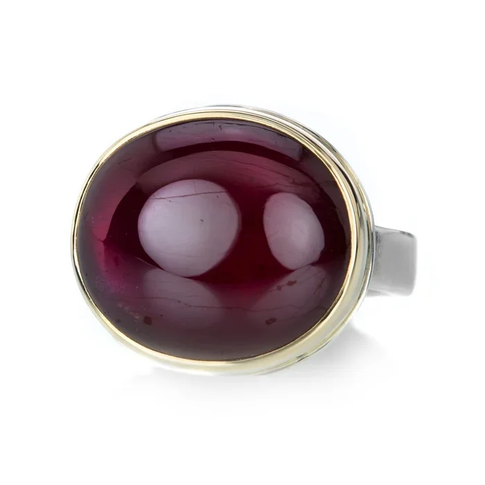 Mixed Metal Oval African Ruby Ring