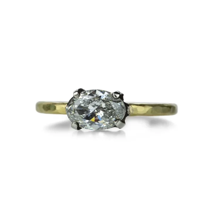 Mixed Metal Oval Diamond Ring