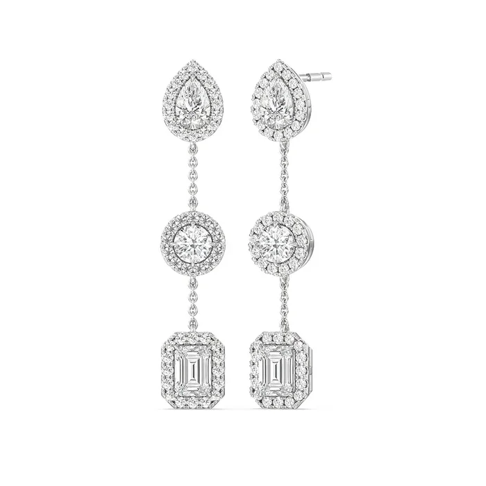 Mixed Shape Station Dangler Earrings