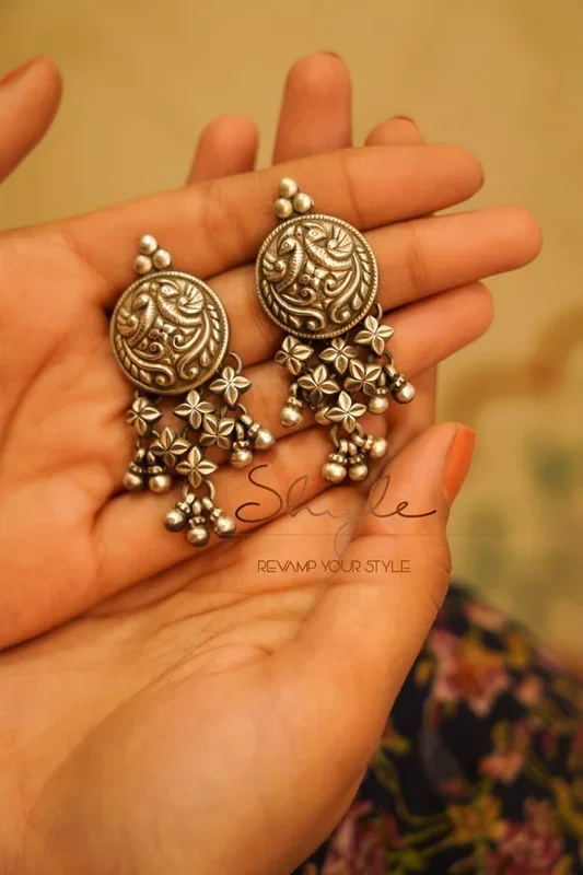 Mizoya Peacock Motif Jali Ghughri Earring