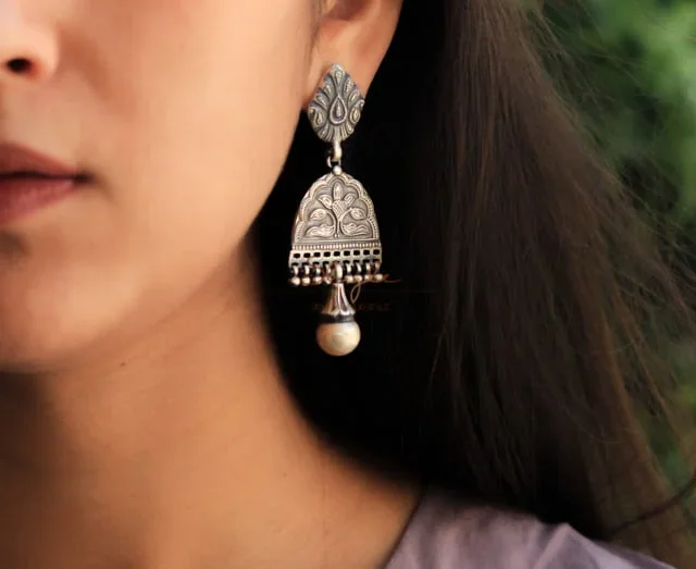Mizoya Tribal Detailed Ball Drop Earrings