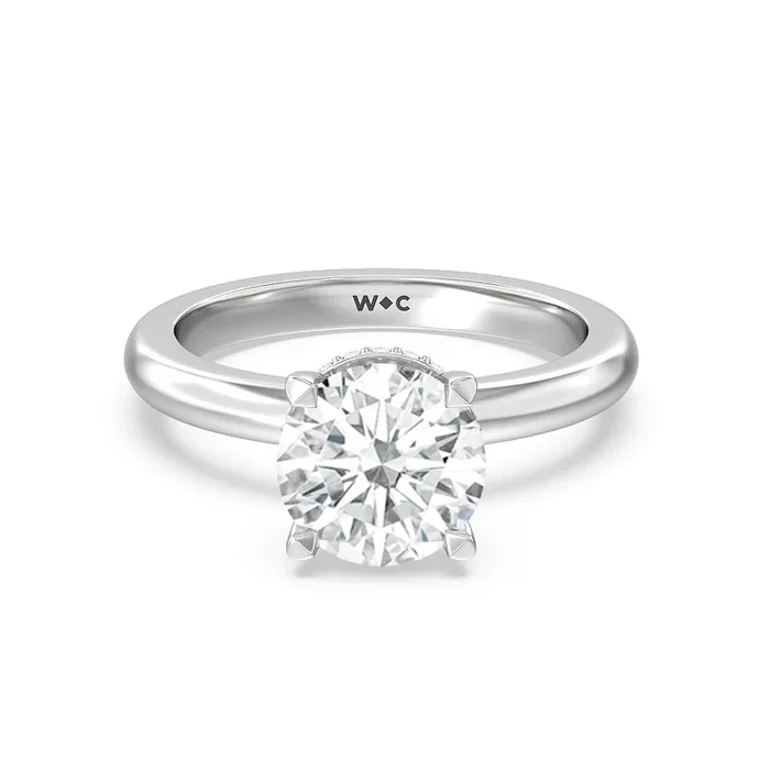 Modern Fine Line Hidden Halo Engagement Ring