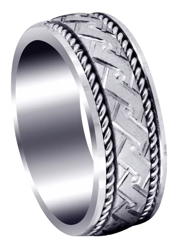 Modern Mens Wedding Band | Cross Satin Finish (Gael)