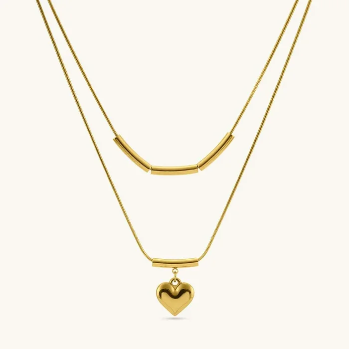 Modern Muse Duo Charm Heart and Bar Necklace