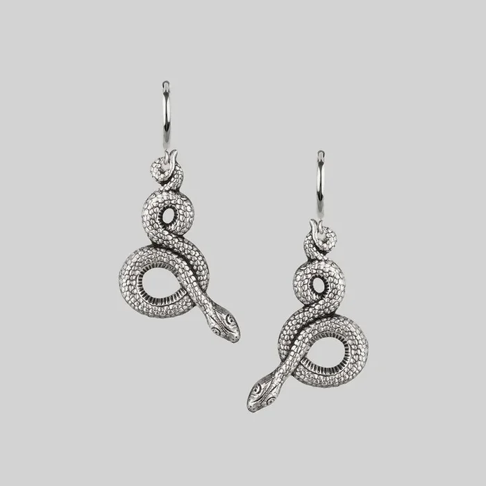 MOIRA. Snake Wrap Hoop Earrings – Silver