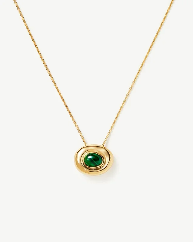 Molten Gemstone Doughnut Pendant Necklace | 18ct Gold Vermeil/Malachite