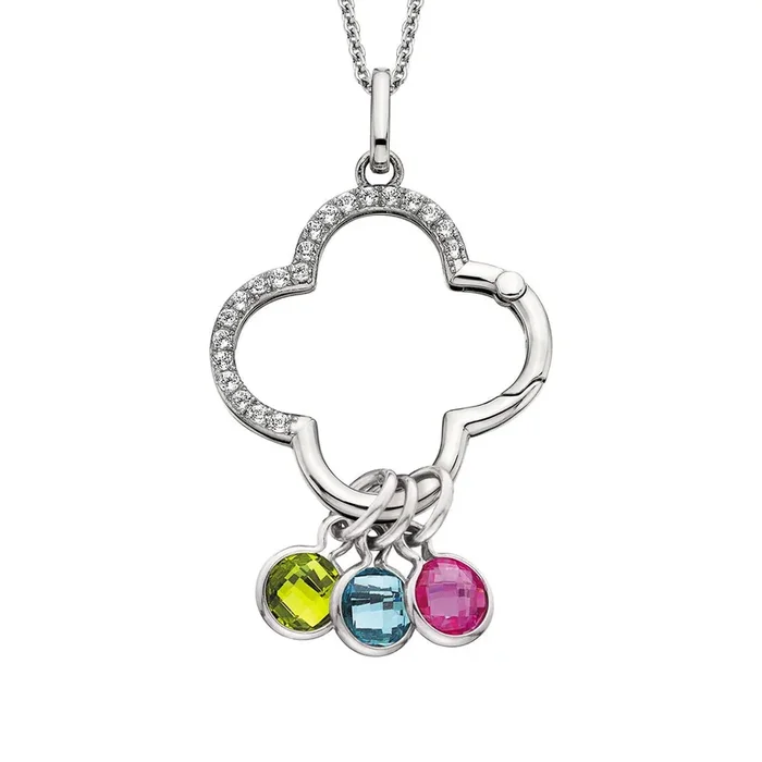 Mommy Chic White Topaz Quatrefoil Charm Holder Pendant