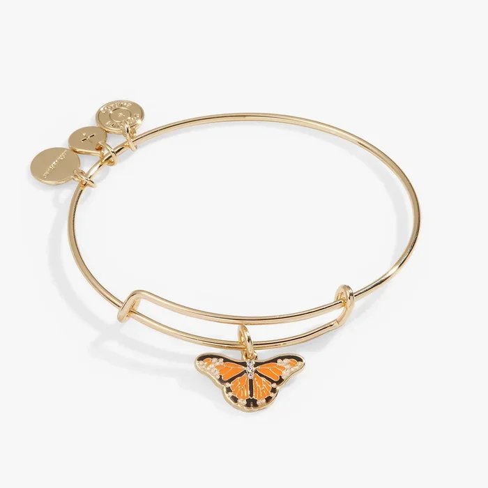 Monarch Butterfly + Crystal Accent Charm Bangle