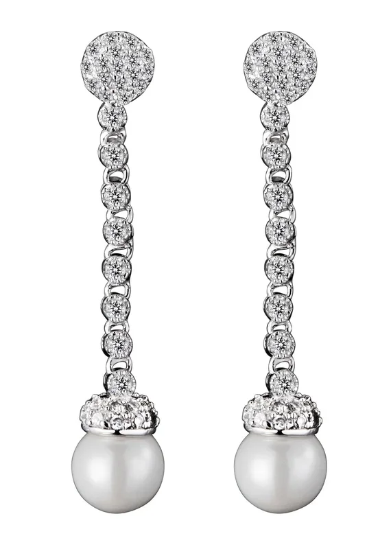 Monique Long Pearl Drop Dangling Earrings
