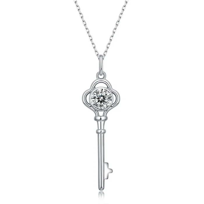 Monique Moissanite Vintage Key Pendant Necklace