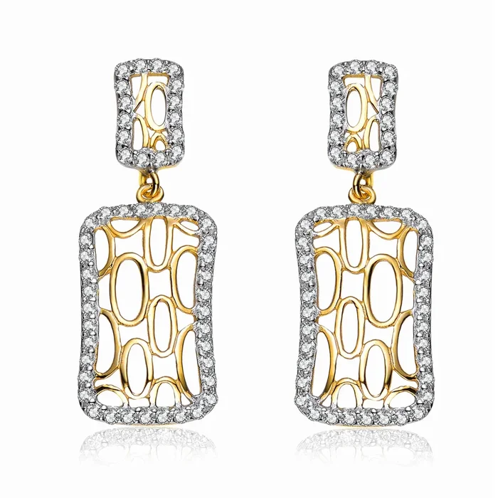 Monique Two Tone Square Drop Last Pair Earrings