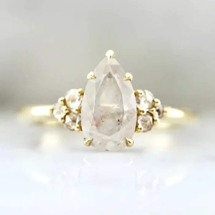 Moon Bay Pear Cut Icy Opalescent Diamond Ring