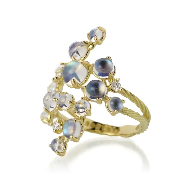 Moonstone Bubble Cluster Ring