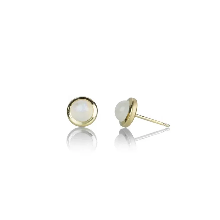 Moonstone Cup Stud Earrings