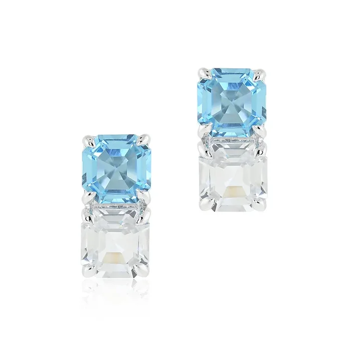 Mosaic Earrings in Swiss Blue & White Topaz