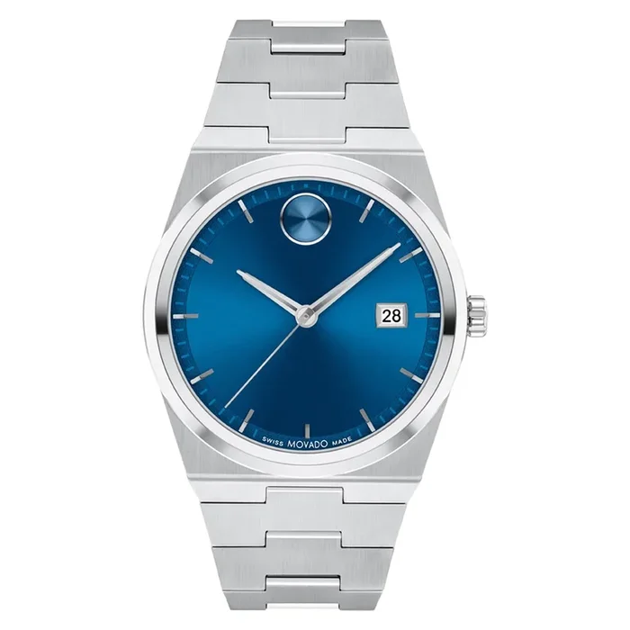Movado Bold Quest Mens Watch with Blue Dial and Stainless Steel Bracelet (Swiss quartz movement)