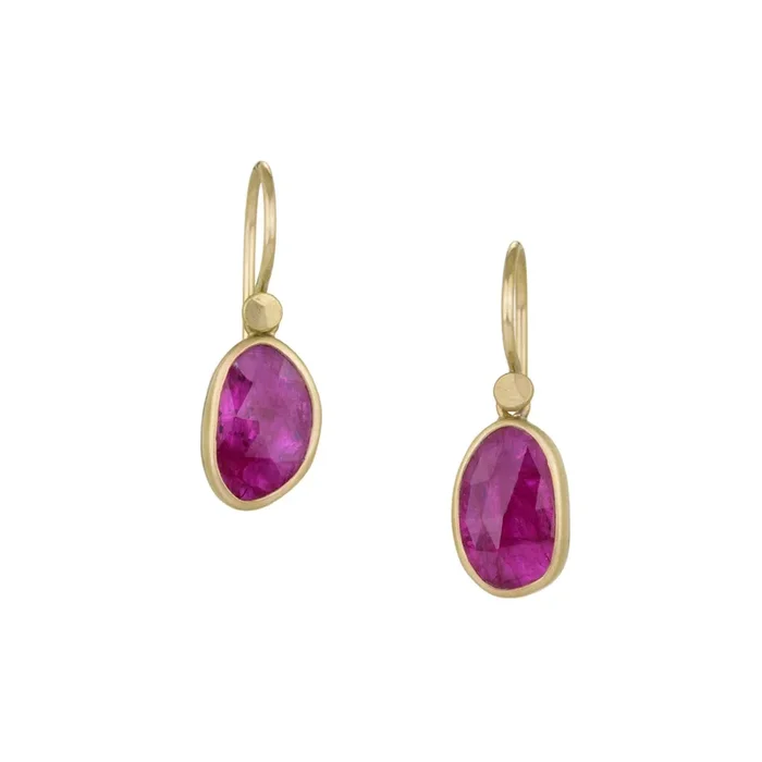 Mozambique Ruby Pebble Drop Earrings