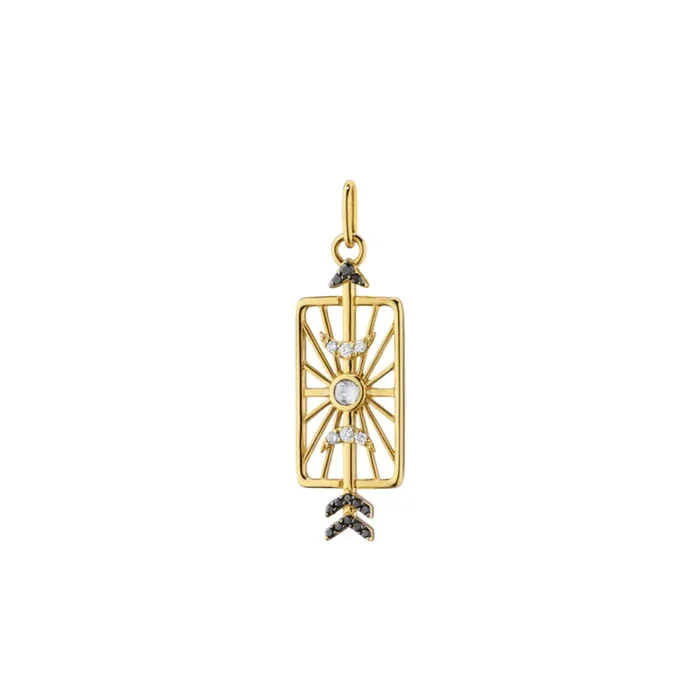 MRK 18k Gold “Shoot for the Moon” Medallion with Black and White Diamonds