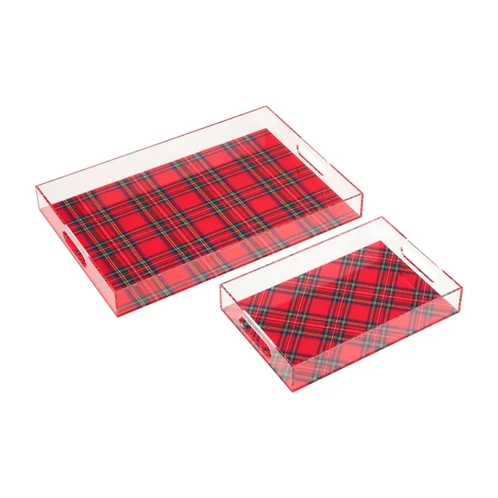 Mud Pie Tartan Acrylic Tray Set of 2