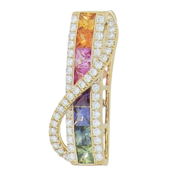 Multi-Color Sapphire Pendant (Multi-Color Sapphire 0.81 cts. White Diamond 0.29 cts.)