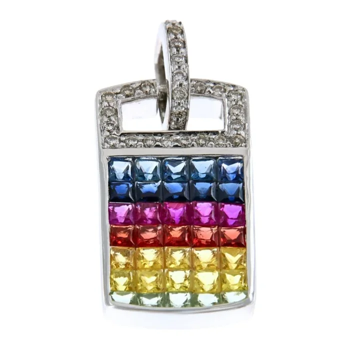 Multi-Color Sapphire Pendant (Multi-Color Sapphire 1.95 cts. White Diamond 0.2 cts.)