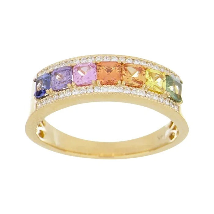 Multi-Color Sapphire Ring (Multi-Color Sapphire 1.14 cts. White Diamond 0.16 cts. )
