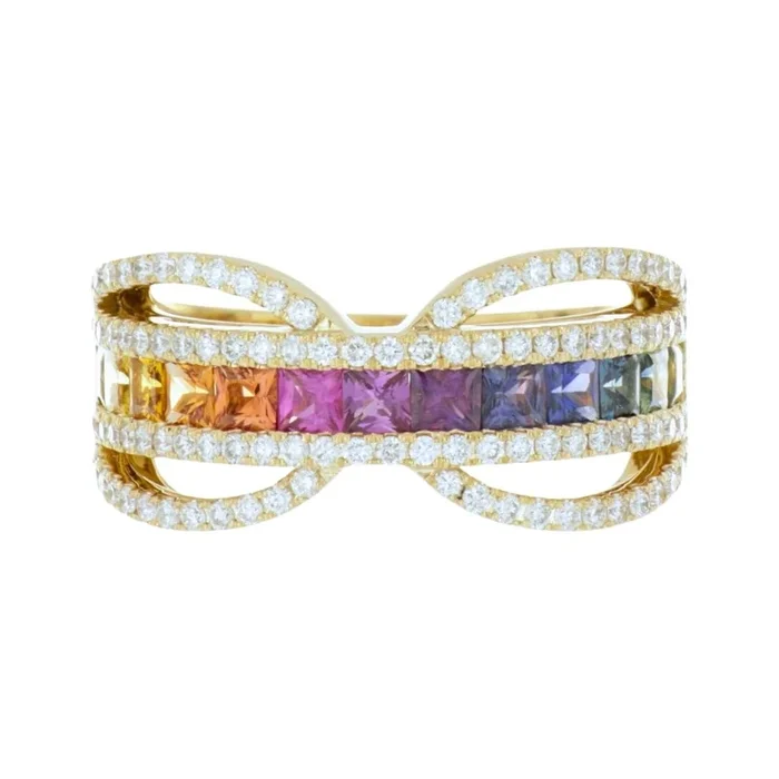 Multi-Color Sapphire Ring (Multi-Color Sapphire 1.4 cts. White Diamond 0.59 cts.)