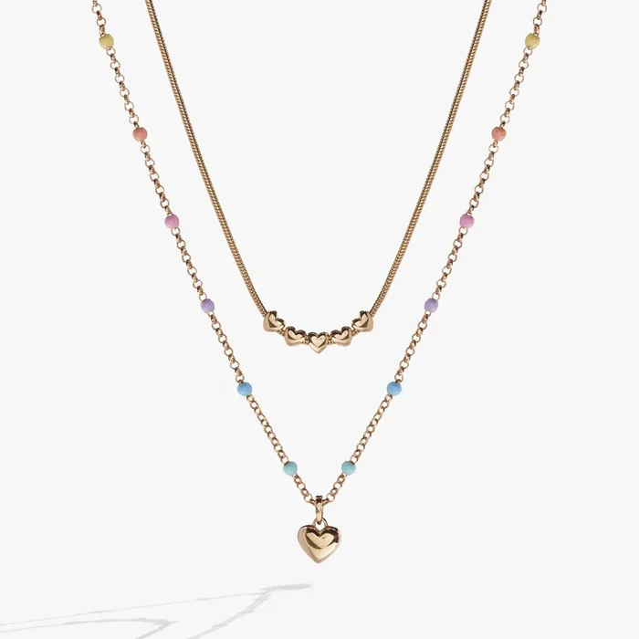 Multi Colored Heart Layered Necklace
