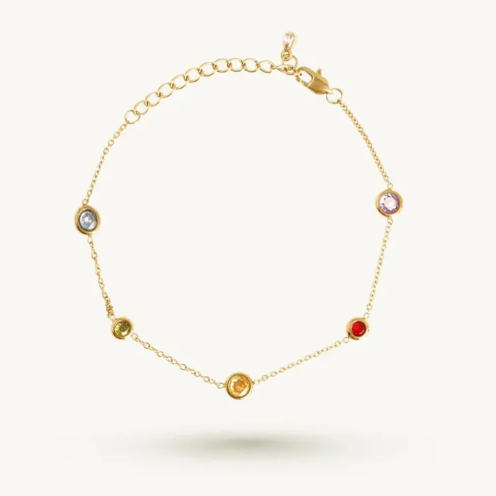Multi Colour Stone Accent Station Bracelet