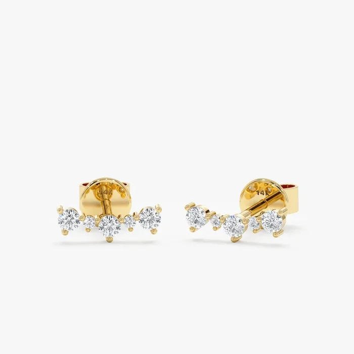 Multi Diamond Curved Bar Studs, Journee