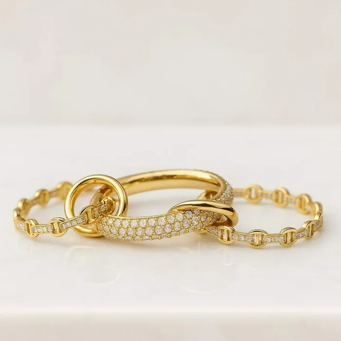 Multi Link Connected Mariner Chain Diamond Ring For Her