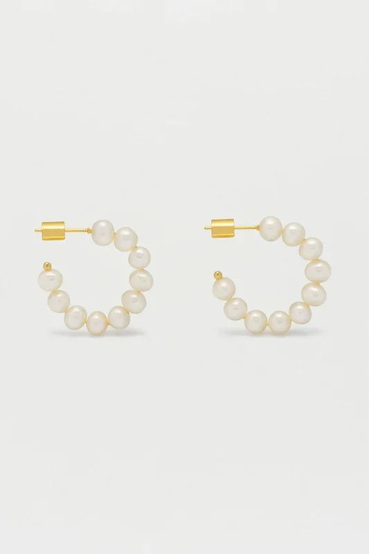Multi Pearl Beaded Hoop Earrings