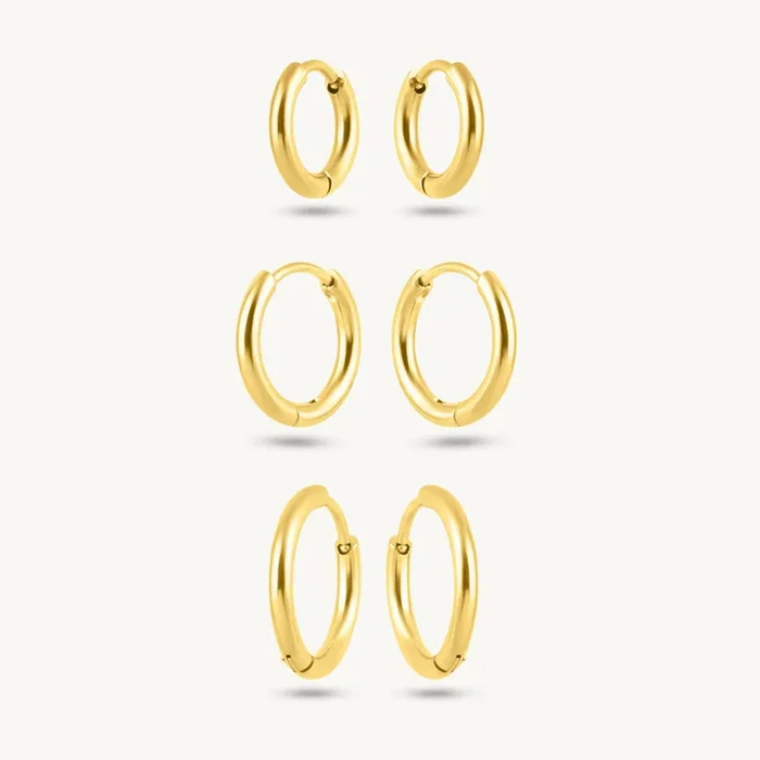 Multi-Size Golden Hoop Earring Set