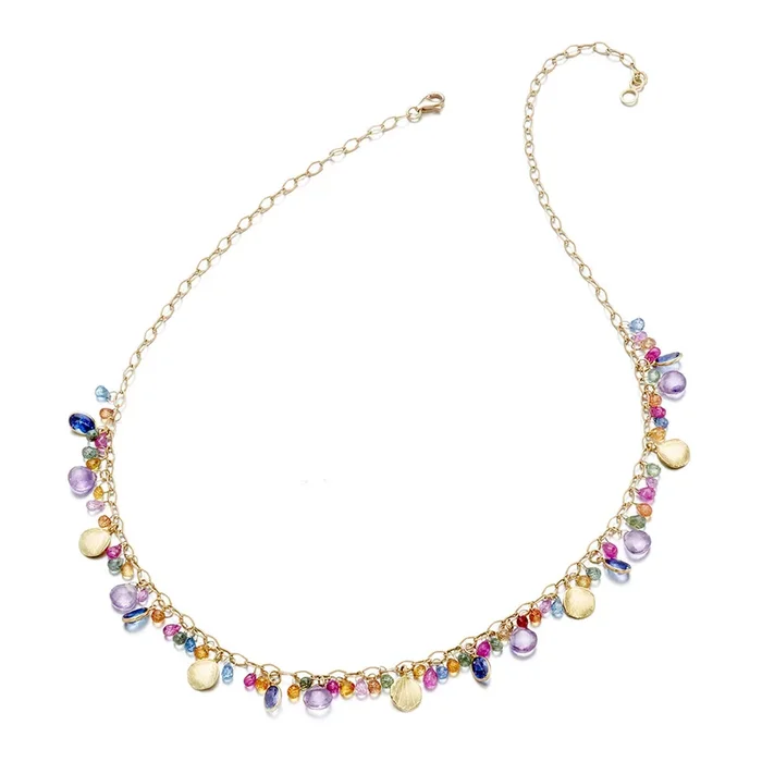 Multi-Stone Rainbow Drop Necklace