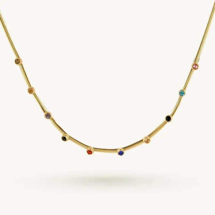 Multicolor Stone Station Necklace