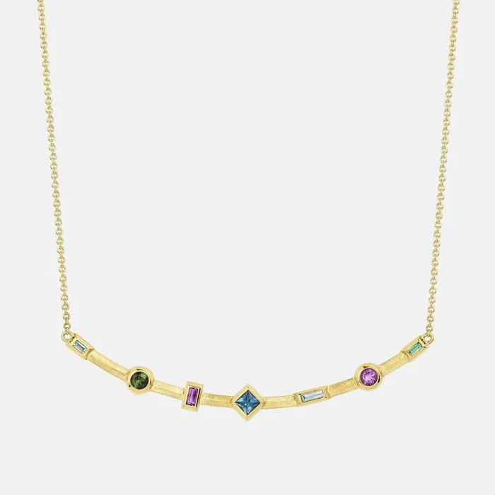 Multicolored Curved Bar Necklace
