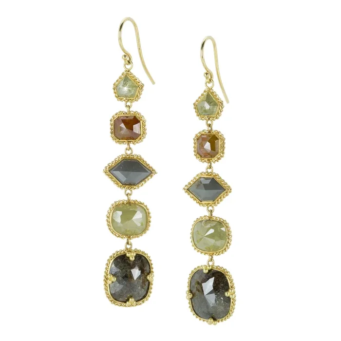 Multicolored Diamond Drop Earrings