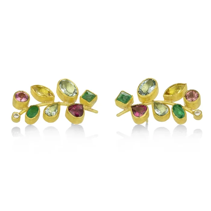 Multicolored Gemstone Grape Studs