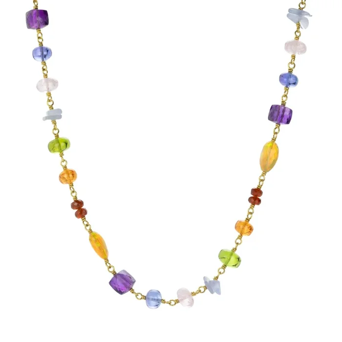 Multicolored Gemstone Spun Sugar Necklace