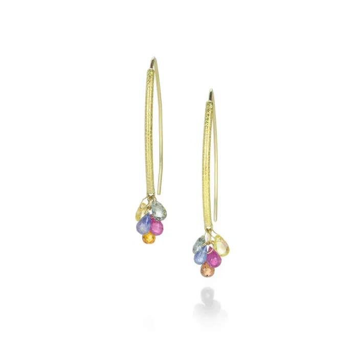 Multicolored Sapphire Navette Earrings