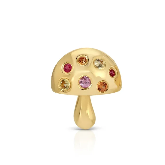 Multicolored-Stone Mushroom Stud