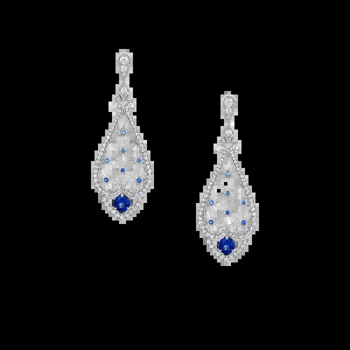 Muse Filigree Diamond and Sapphire Earrings | In 18ct White Gold